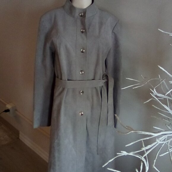VTG Ultra Suede Majestic Garment Belted Trench Coat Size S - Picture 3 of 16